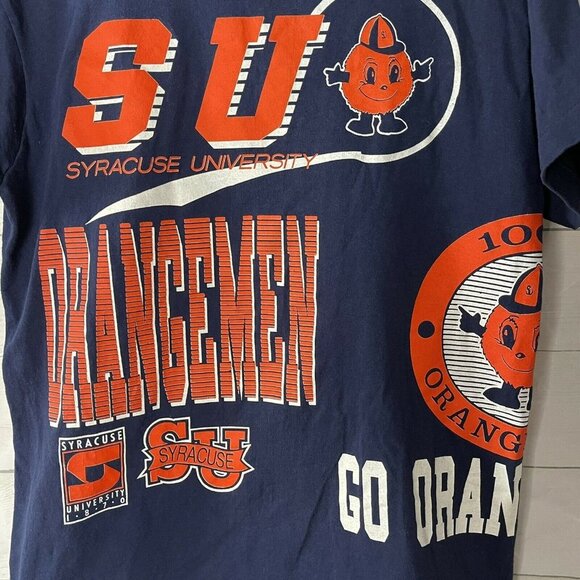 Vintage Syracuse University Orangemen T-shirt USA Large 2 Sided Graphic Print - Picture 12 of 12